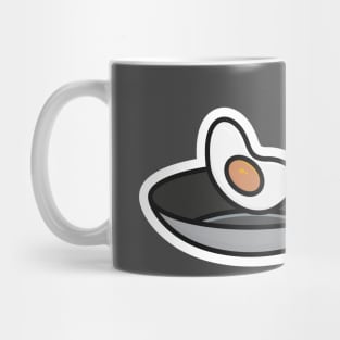 Floating Egg Fried with Fry Pan vector illustration. Food object icon concept. Breakfast egg food in pan vector design. Mug